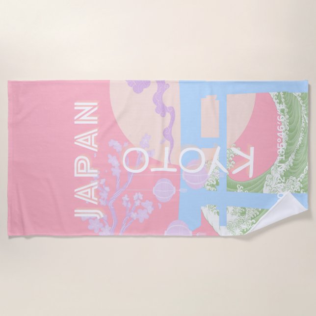 Kyōto Japan Reisen Kunst, rosa Pastellfarben Kunst Strandtuch (Vorderseite)