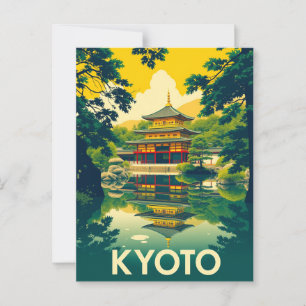 Kyoto, Japan Retro Travel Art Postkarte