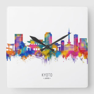 Kyoto Japan Skyline Quadratische Wanduhr
