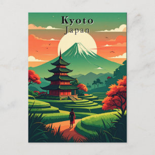 Kyoto Japan Vintage Pagode Landschaft Mount Fuji Postkarte