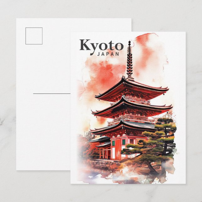 Kyoto Japan Wasserfarbenmalereireise Postkarte (Vorne/Hinten)