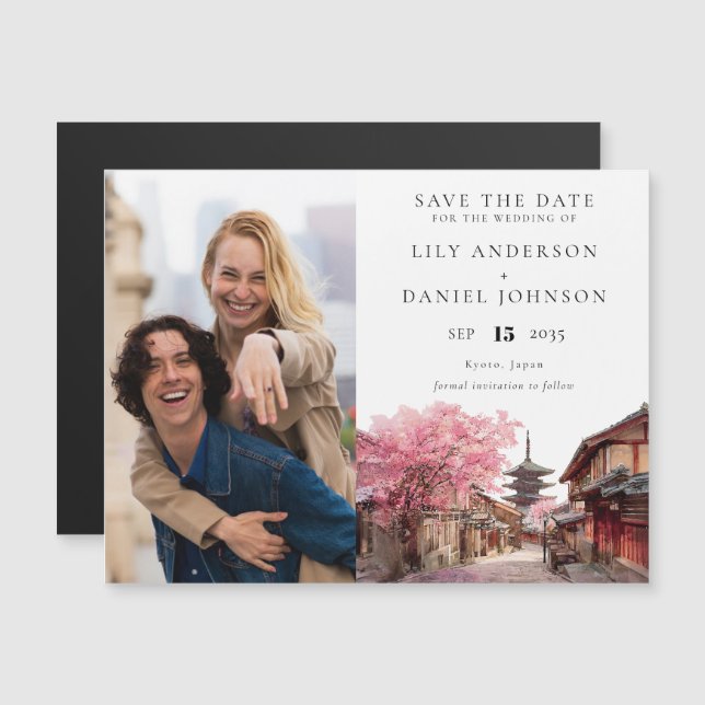Kyoto Japan Wedding Photo Save The Date Magneteinladung (Vorne/Hinten)
