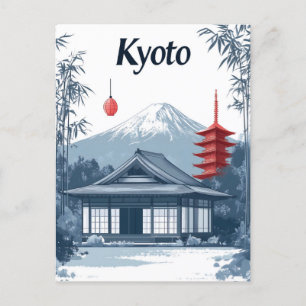 Kyoto: Japanischer Tempel, Pagode und Berg Feiertagspostkarte