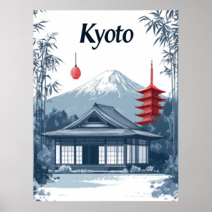 Kyoto: Japanischer Tempel, Pagode und Berg Poster