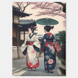Kyoto Kimono Frühlingsspaziergang Magnet