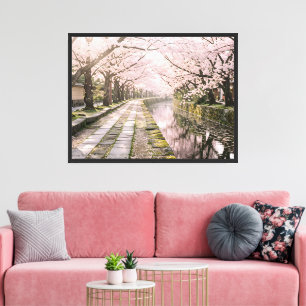 Kyoto-Kirschblüten-Kanalweg-Wandkunst Leinwanddruck