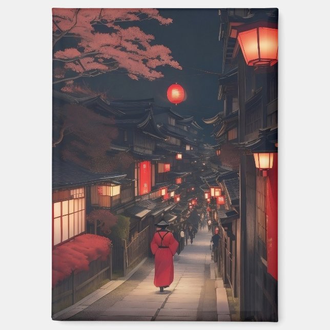 Kyoto Night Lanterns Magnet (Vorderseite)