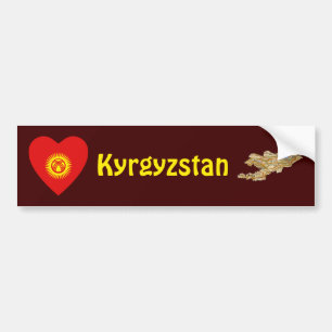 Kyrgyzstan-Flagge Herz + Karte Aufkleber Autoaufkleber