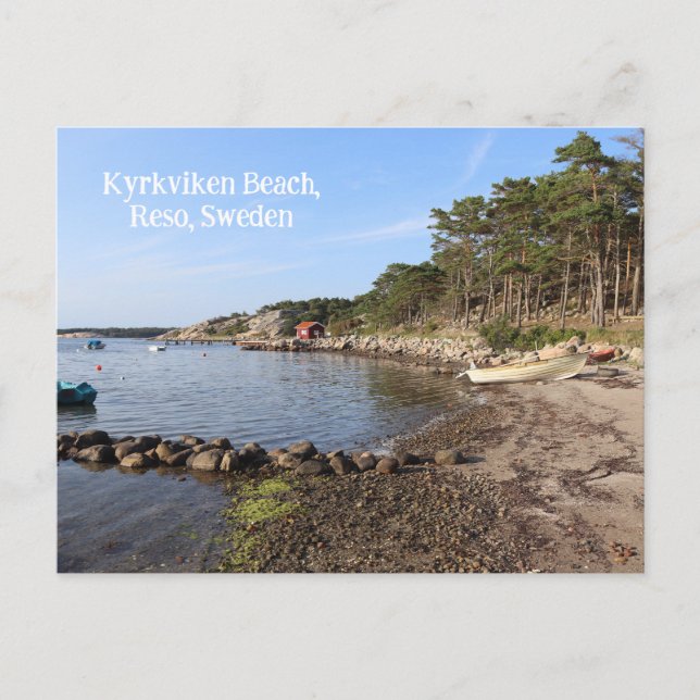 Kyrkviken Beach, Reso, Schweden Postkarte (Vorderseite)