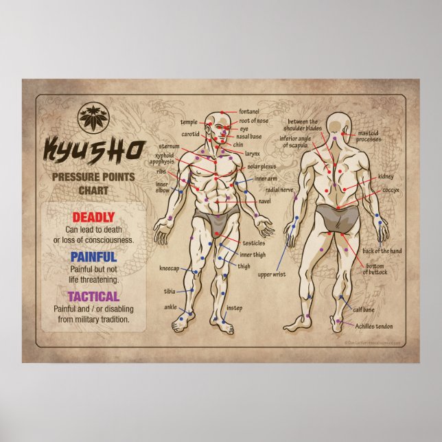 Kyusho - Übersicht über die Druckpunkte des mensch Poster (Vorne)
