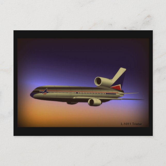 L-1011 Tristar Dusk Flug Postkarte (Vorderseite)