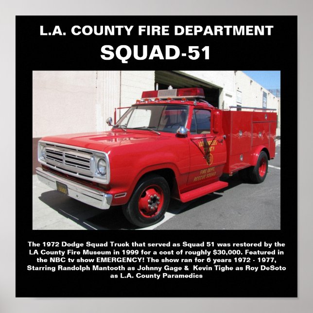 L.A. Landkreis-Feuerwehr-Druckkopf-51 Poster (Vorne)