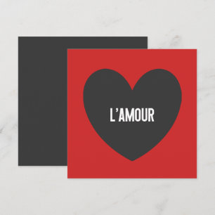 L' Amour Typografie Herz Schwarz Rot Valentinstag Feiertagskarte