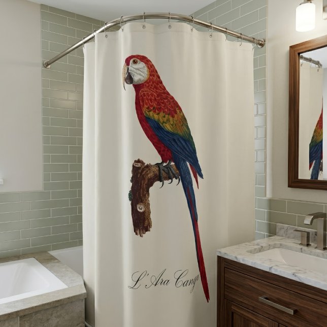 L' Ara Macao / Scarlet Macaw Duschvorhang (Scarlet Macaw or Red-Breasted Macaw, Ara macao. Shower Curtain)