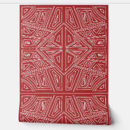 L - Bold Lines - Symmetrical Tile- Red And White Tapete