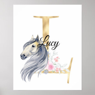 L Buchstabe personalisierter Name Monogramm mit Pf Poster