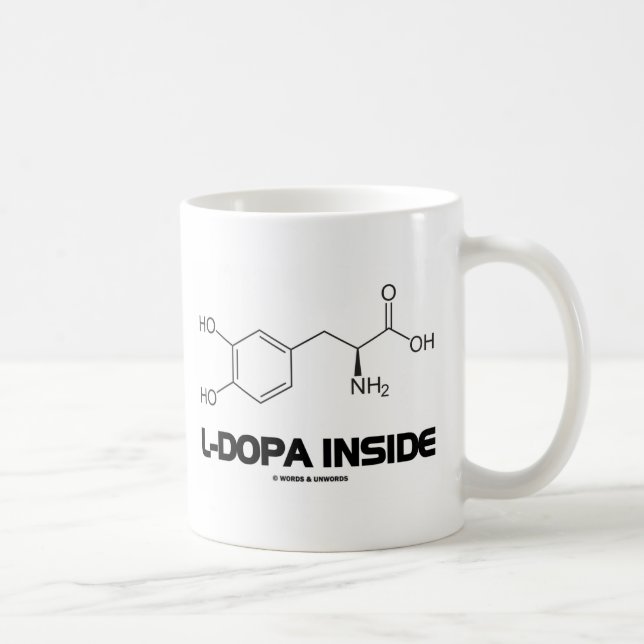 L-Dopa Innere (Levodopa chemisches Molekül) Kaffeetasse (Rechts)