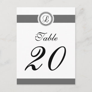 L Dot Circle Monogramm Tischnummer (schwarz / grau