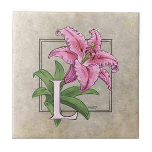 L für Lily-Blume Alphabet Monogramm Fliese