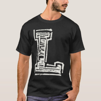 L im Vintagen athletischen Schriftart T-Shirt