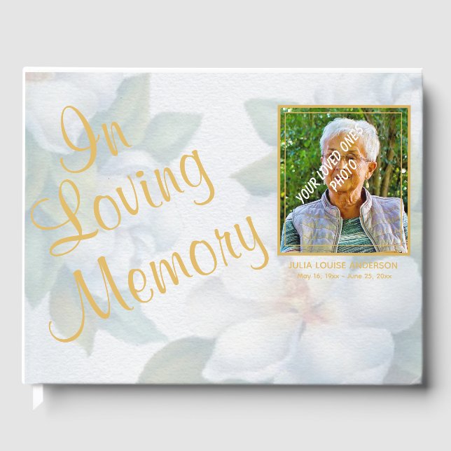 l 'In Love Memory' Foto Beerdigung floral Gästebuch (Vorderseite)