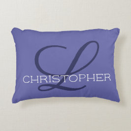 L Initial Individuelle Name Blue Periwinkle Dekokissen