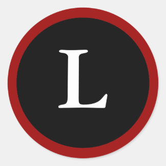 L: Initial L Letter L Red, White & Black Aufkleber