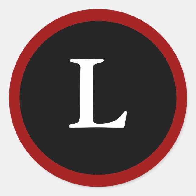 L: Initial L Letter L Red, White & Black Aufkleber (Vorderseite)