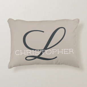 L Initial Personalisiert Name Tan Taupe Trendy Dekokissen