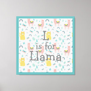 L is For Llama Boho Niedlich Alapaca Kinderzimmer Leinwanddruck