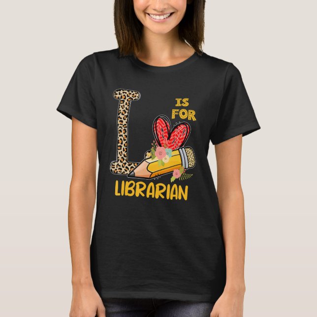 L ist für den Librarian Appreciation Leopard Back  T-Shirt (Vorderseite)