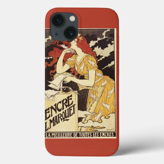 L. Marquet Ink Red-Headed Woman & Harp Case-Mate iPhone Hülle (Rückseite)