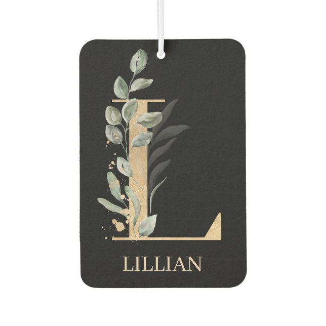 L Monogram Floral Personalisiert Air Freshener Autolufterfrischer (Vorderseite)