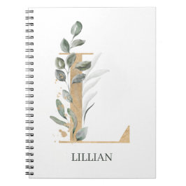L Monogram Floral Personalisiertes Notebook Notizblock
