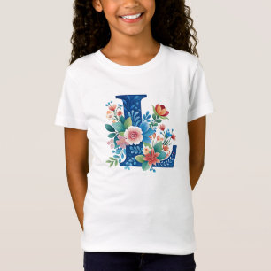 L Monogram verzierte Blumendesign T-Shirt