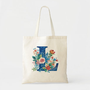 L Monogram verzierte Blumendesign Tragetasche