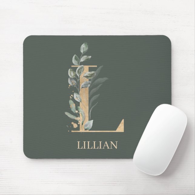 L Monogramm Floral Personalisiert Mousepad (Mit Mouse)