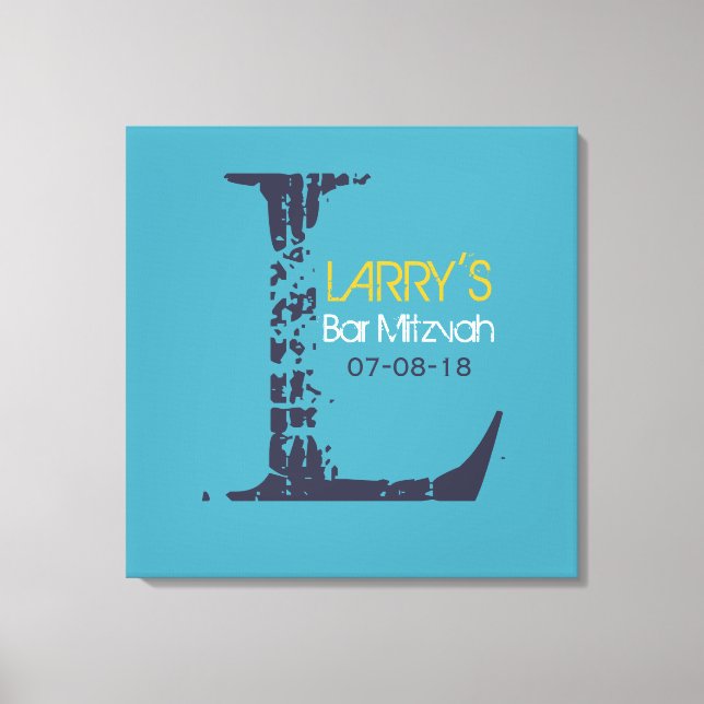 L Monogramm Initial Bar Bat Mitzvah Sign-In Board Leinwanddruck (Vorderseite)