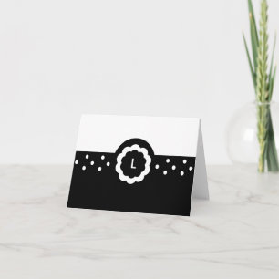 L: Monogramm L Dotted Black & White Note Card