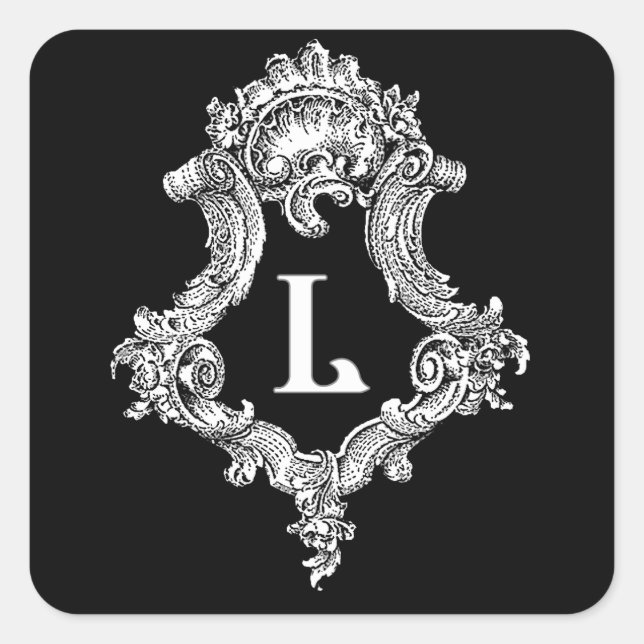 L Monogramm Quadratischer Aufkleber (Vorderseite)