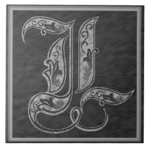 L monogramme" carreau de céramique en pierre gris