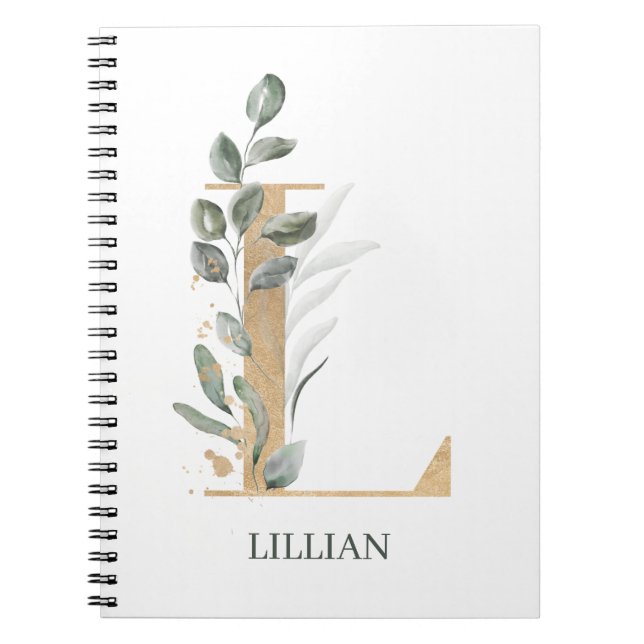 L Monogramme Floral Carnet personnalisé (Devant)
