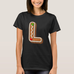 L Niedliche Hauptstadt Weihnachts-Cookie Alphabet  T-Shirt
