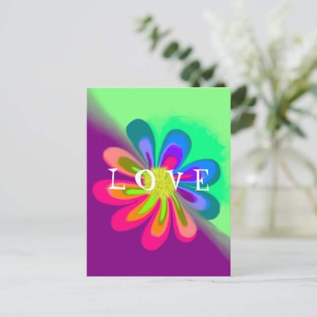 L O V E BLUME POSTKARTE (Stehend Vorderseite)