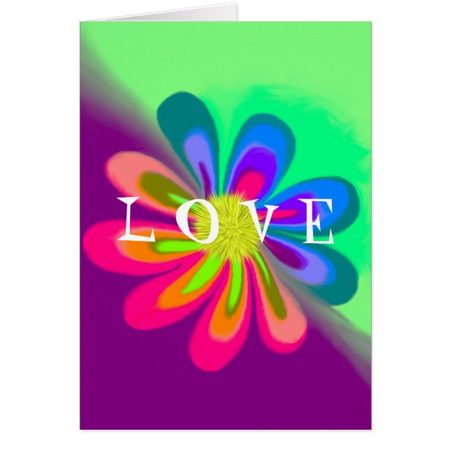L O V E Flower Blank Grey Card (Devant)