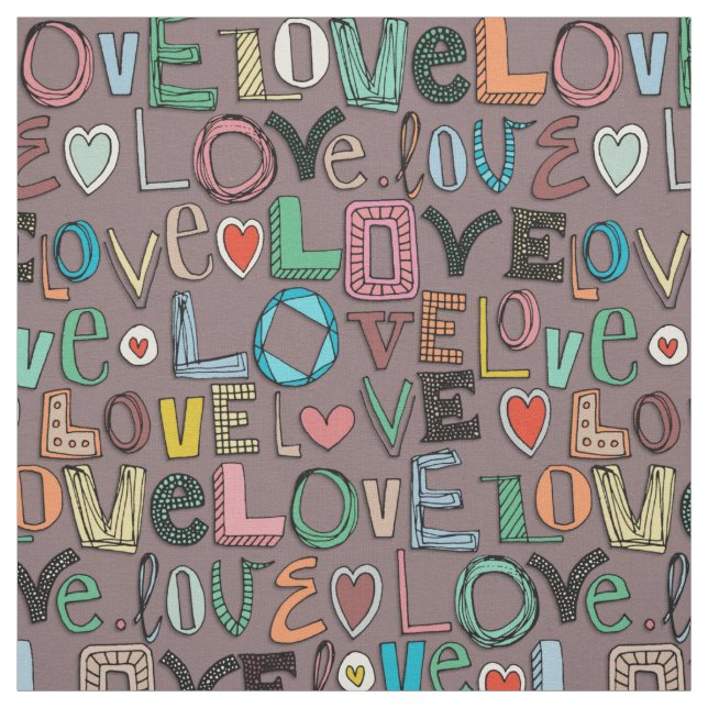 l o v e LIEBE mocha Stoff (Muster)