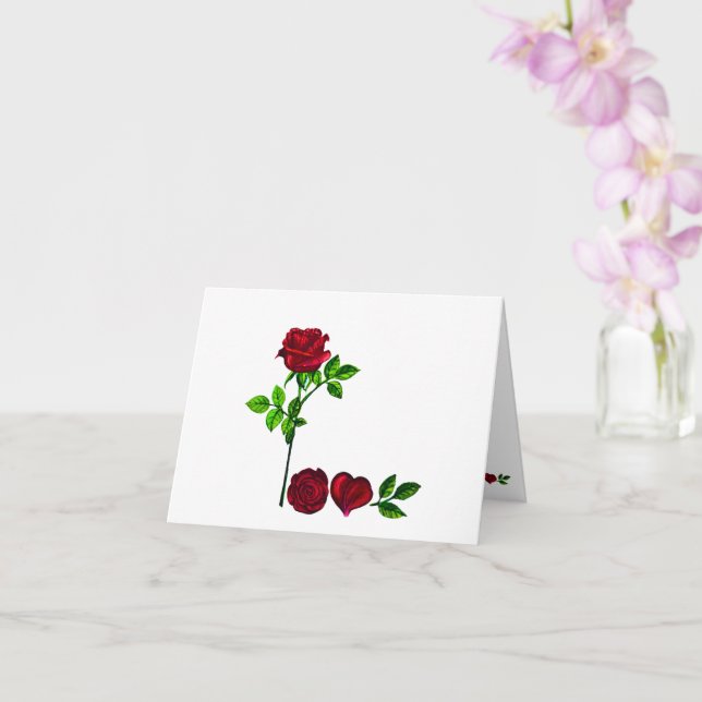 L O V E Rose Grußkarte mit Handfarbe Karte (Orchidee)