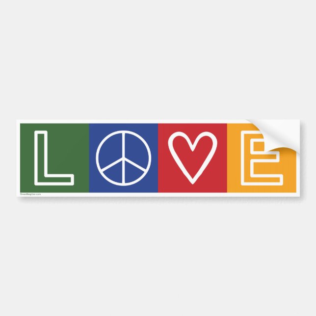 L-O-V-E - Zeichen für Herz und Frieden Autoaufkleber (Vorne)