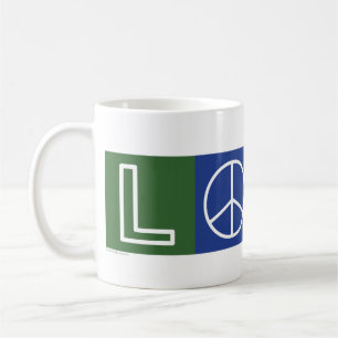 L-O-V-E - Zeichen für Herz und Frieden Kaffeetasse
