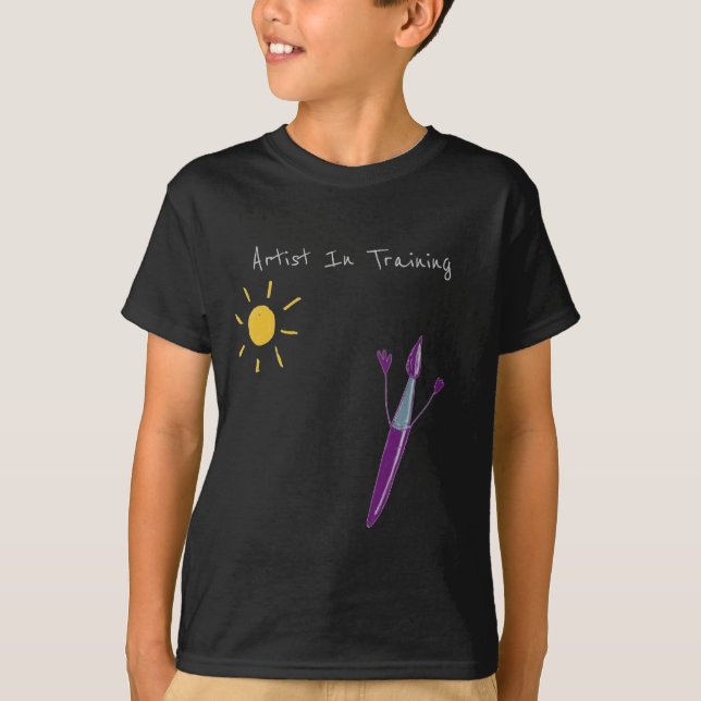 L’oeuvre de votre enfant sur le T-shirt noir d’un  (Devant)